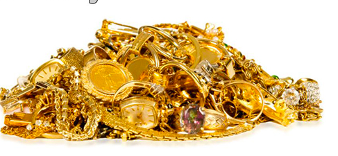 Débris et bijoux cassés en or