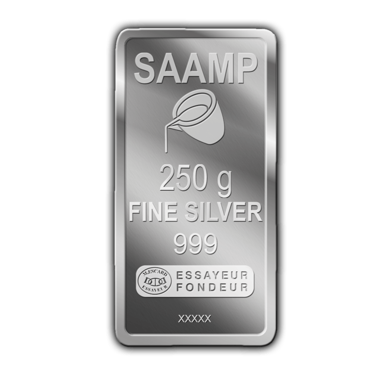Lingot argent 250 g SAAMP — visuel non contractuel