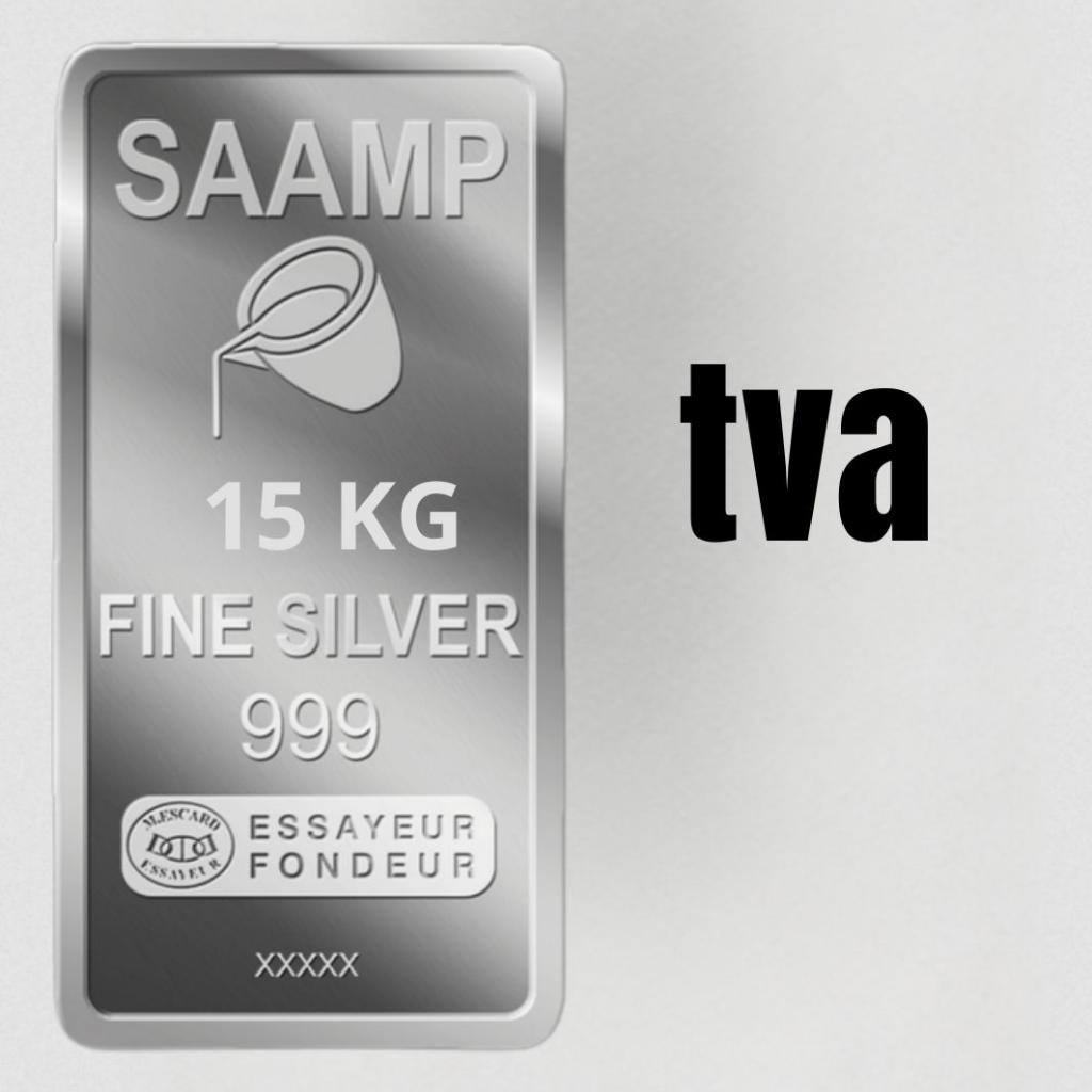 Lingot argent 15 kg SAAMP — visuel non contractuel